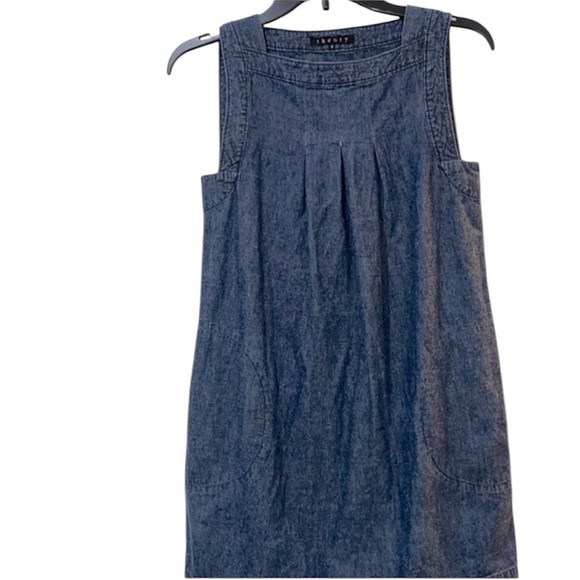 Theory vintage denim dress with pockets size 0 cotton fabric - Picture 2 of 10